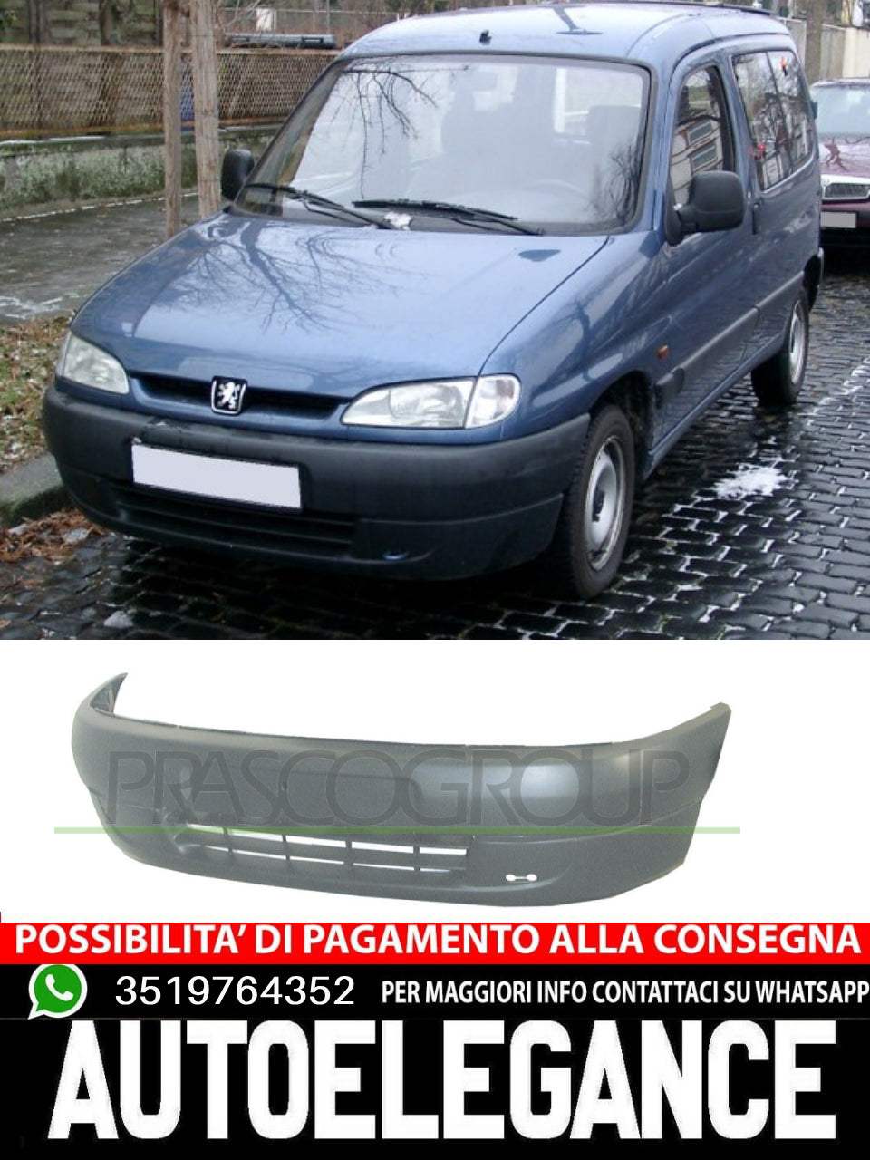 Paraurti Prasco Anteriore CON PRIMER per CITROEN BERLINGO PEUGEOT RANCH 7401Q1