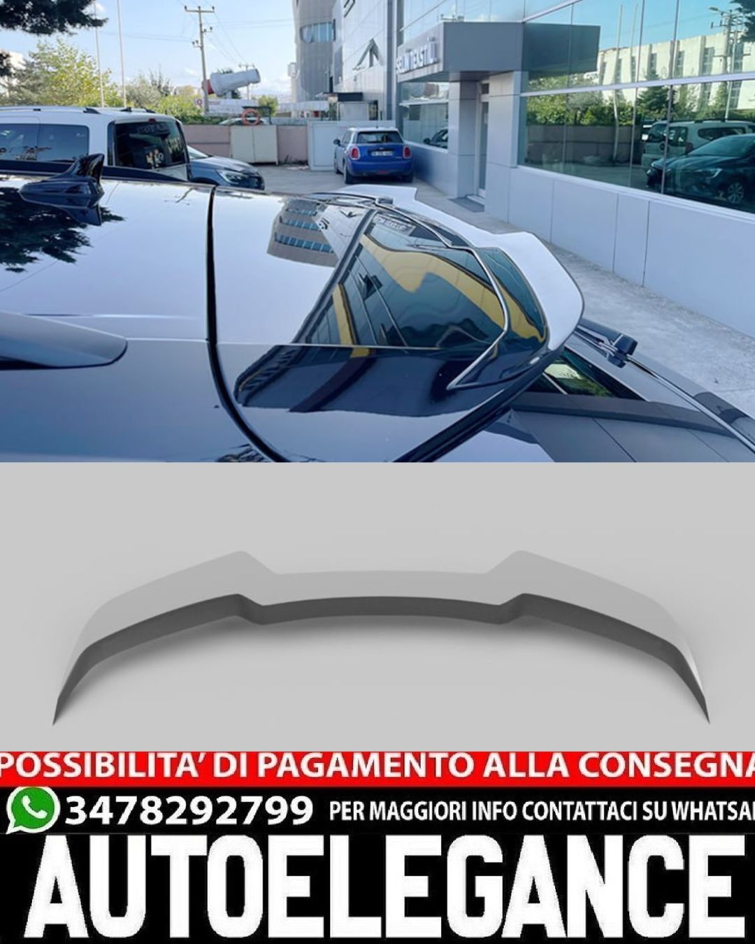 SPOILER POSTERIORE ADATTO PER AUDI RSQ8 2019+ LOOK NERO LUCIDO DESIGN SPORTIVO