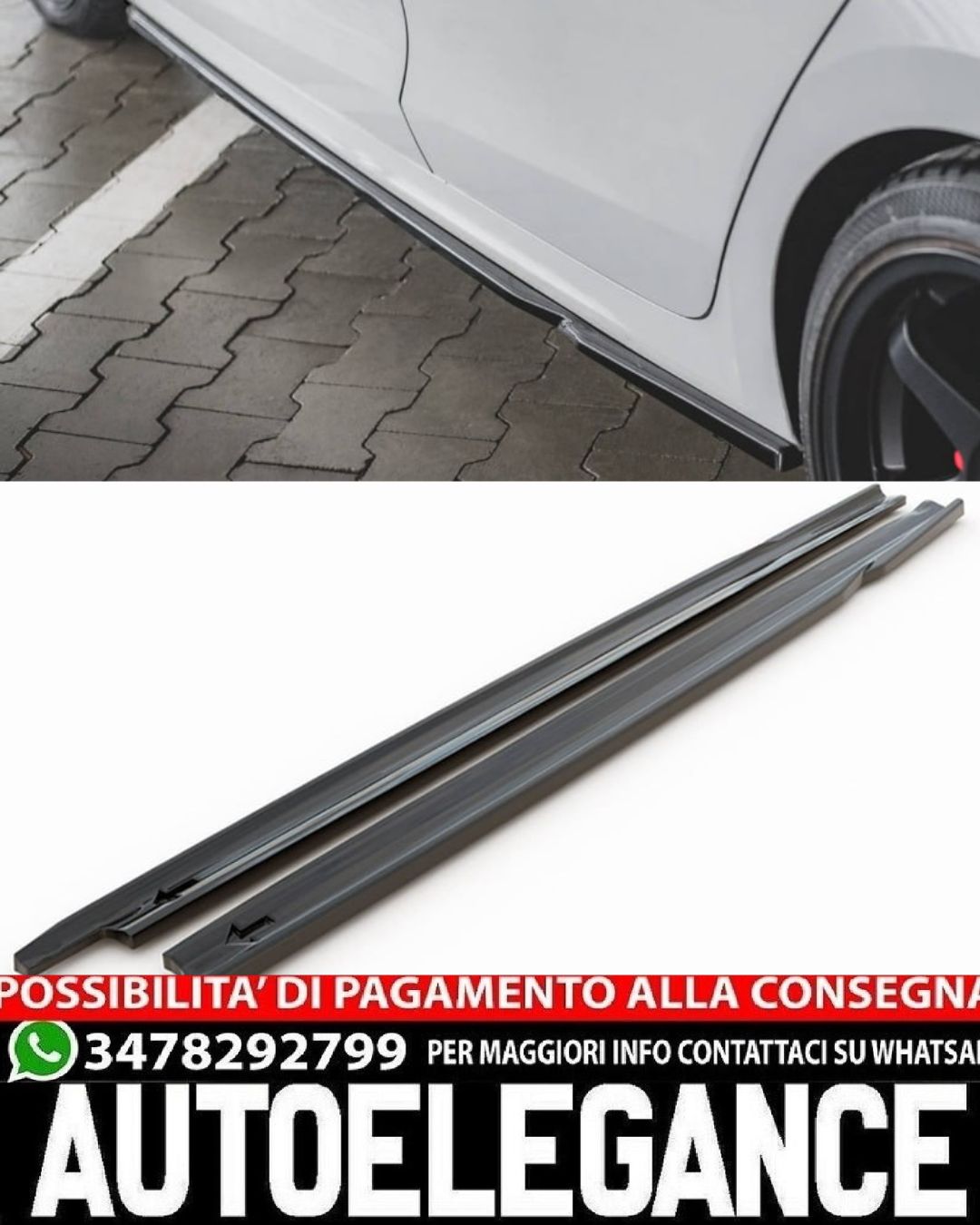 MINIGONNE LATERALI ADATTE PER SKODA SUPERB MK3 FL 2019+ LOOK NERO LUCIDO