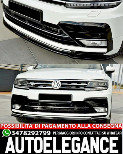 SPLITTER ANTERIORE ADATTO PER VW TIGUAN 2016+ LOOK NERO LUCIDO DESIGN SPORTIVO