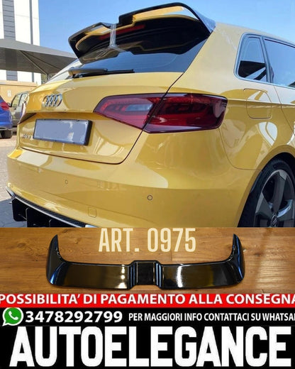 SPOILER ADATTO PER AUDI A3 8V 2012-2020 SPORTBACK LOOK SPORTIVO NERO LUCIDO