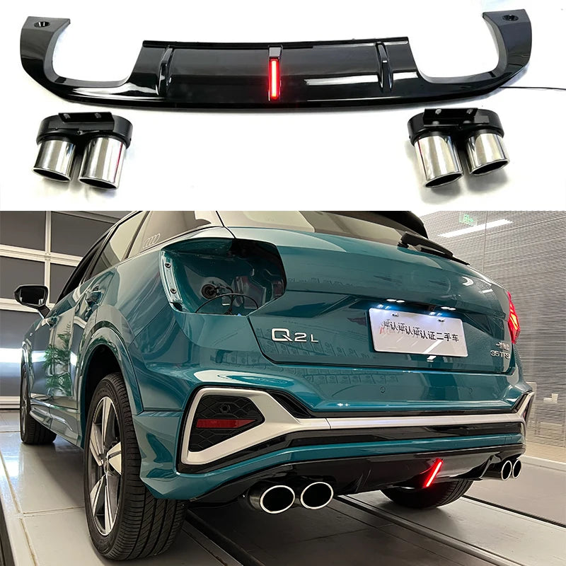 ✨ABS DIFFUSER with LED light SUITABLE FOR Audi Q2 2022 LOOK R SPORTY DESIGN✨
