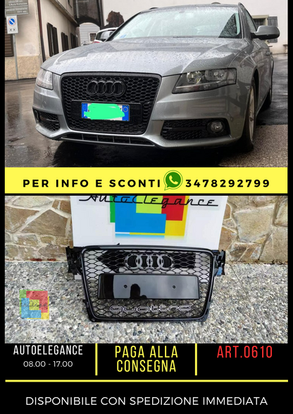 ✨GRIGLIA ANTERIORE AUDI A4 B8 2008 al 2012 AVANT BERLINA NERA NIDO D'APE QUATTRO