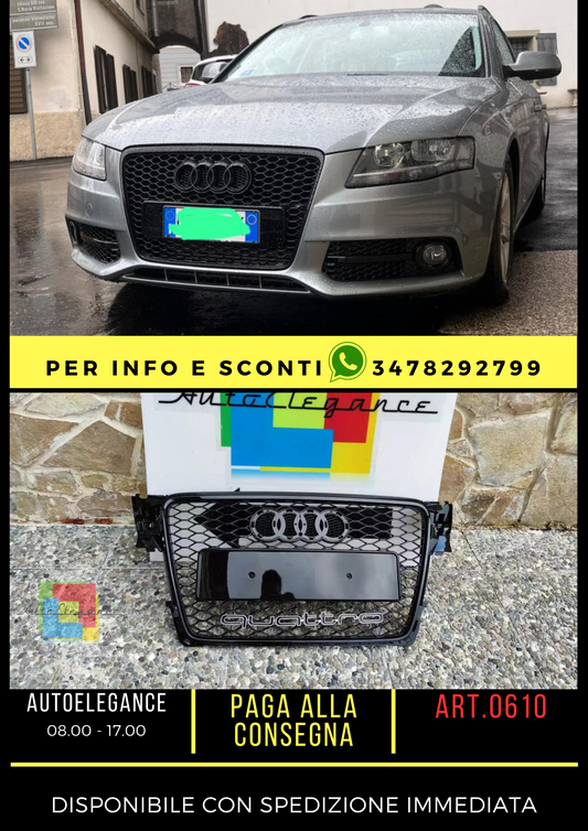 ✨FRONT GRILLE AUDI A4 B8 2008 to 2012 AVANT SEDAN BLACK HONEYCOMB QUATTRO