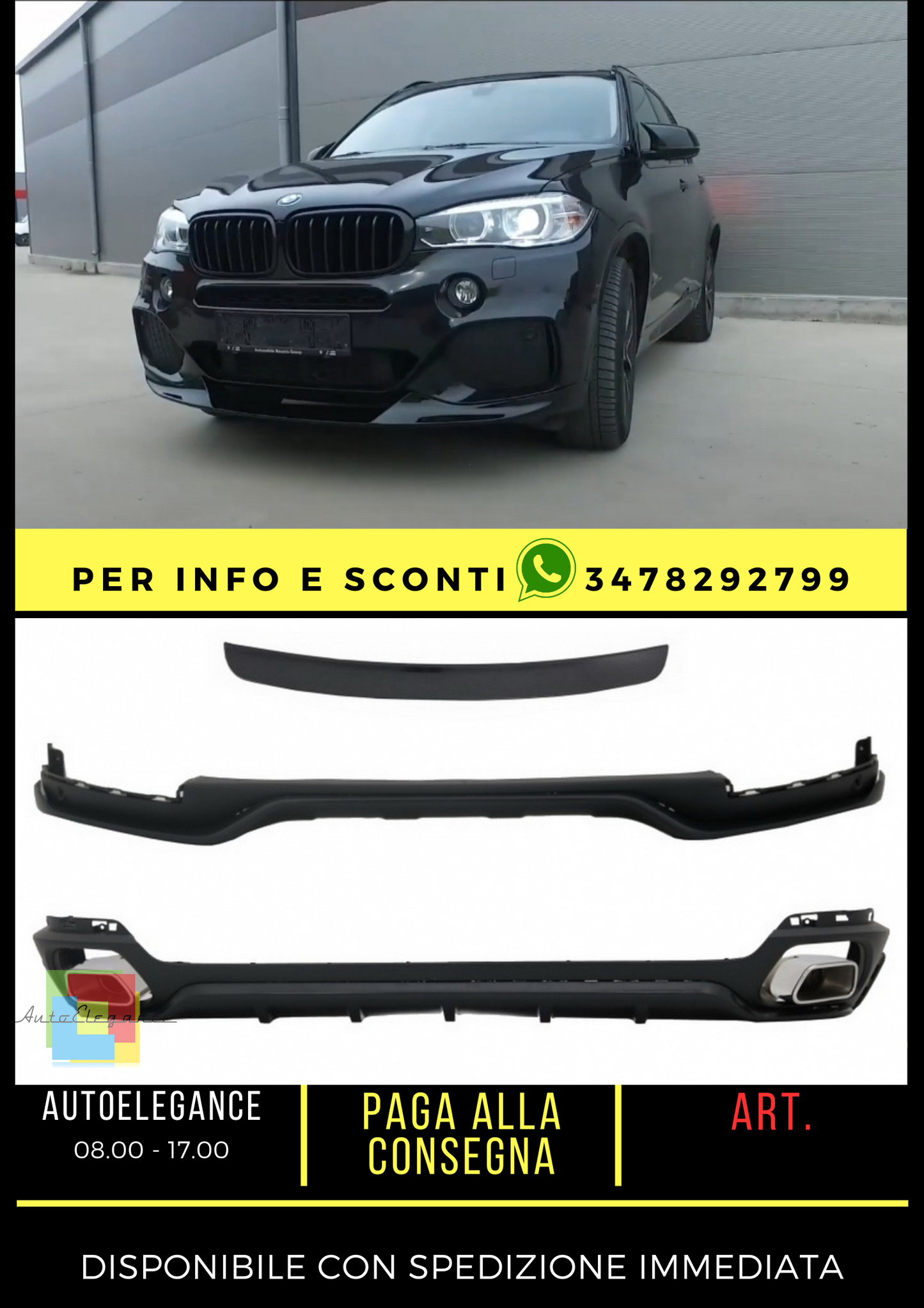 ✨Kit carrozzeria paraurti anteriore e diffusore adatto per BMW X5 F15 14-18✨