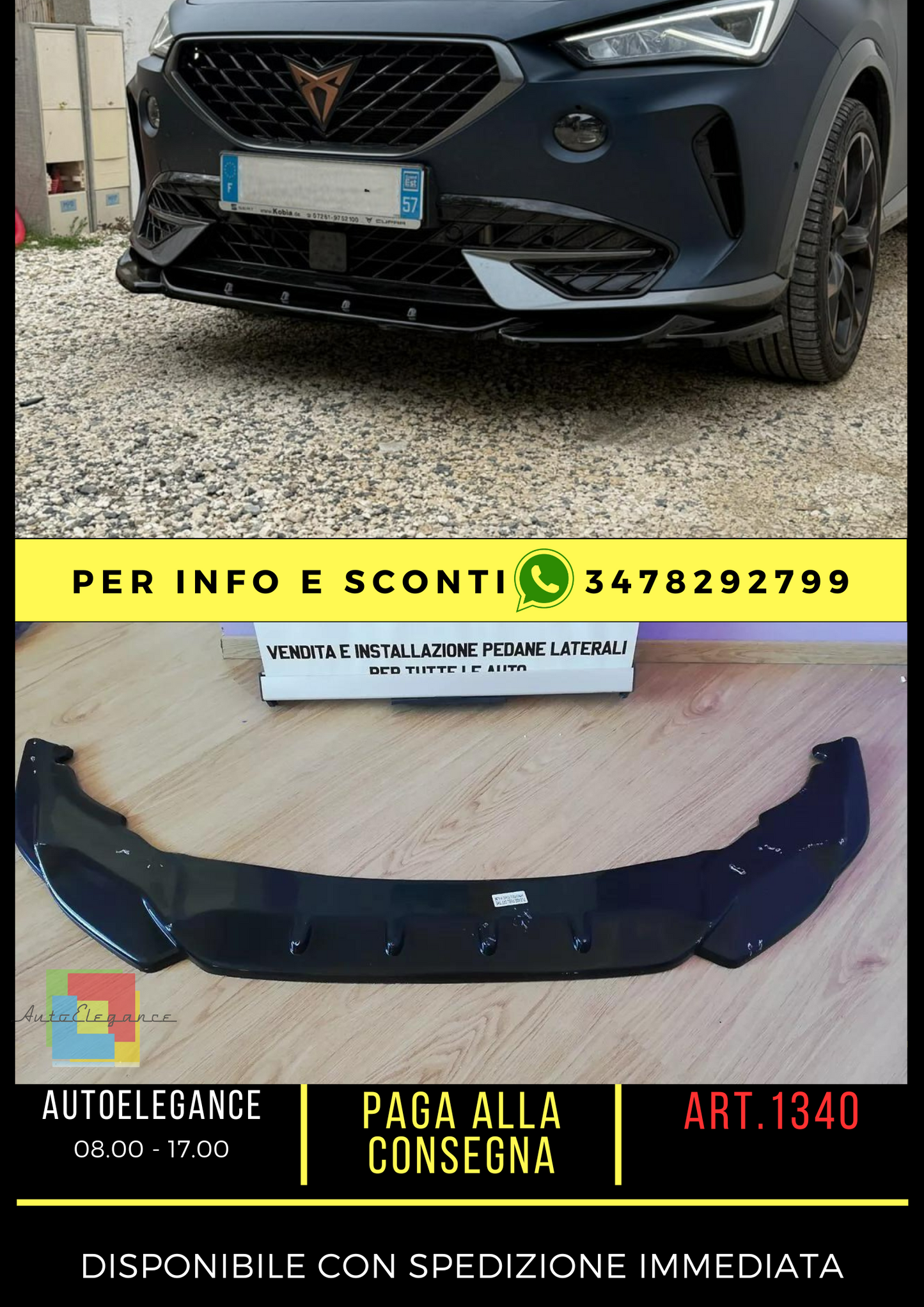 SPLITTER ADATTO PER CUPRA FORMENTOR 2020+ NERO LUCIDO DESIGN SPORTIVO