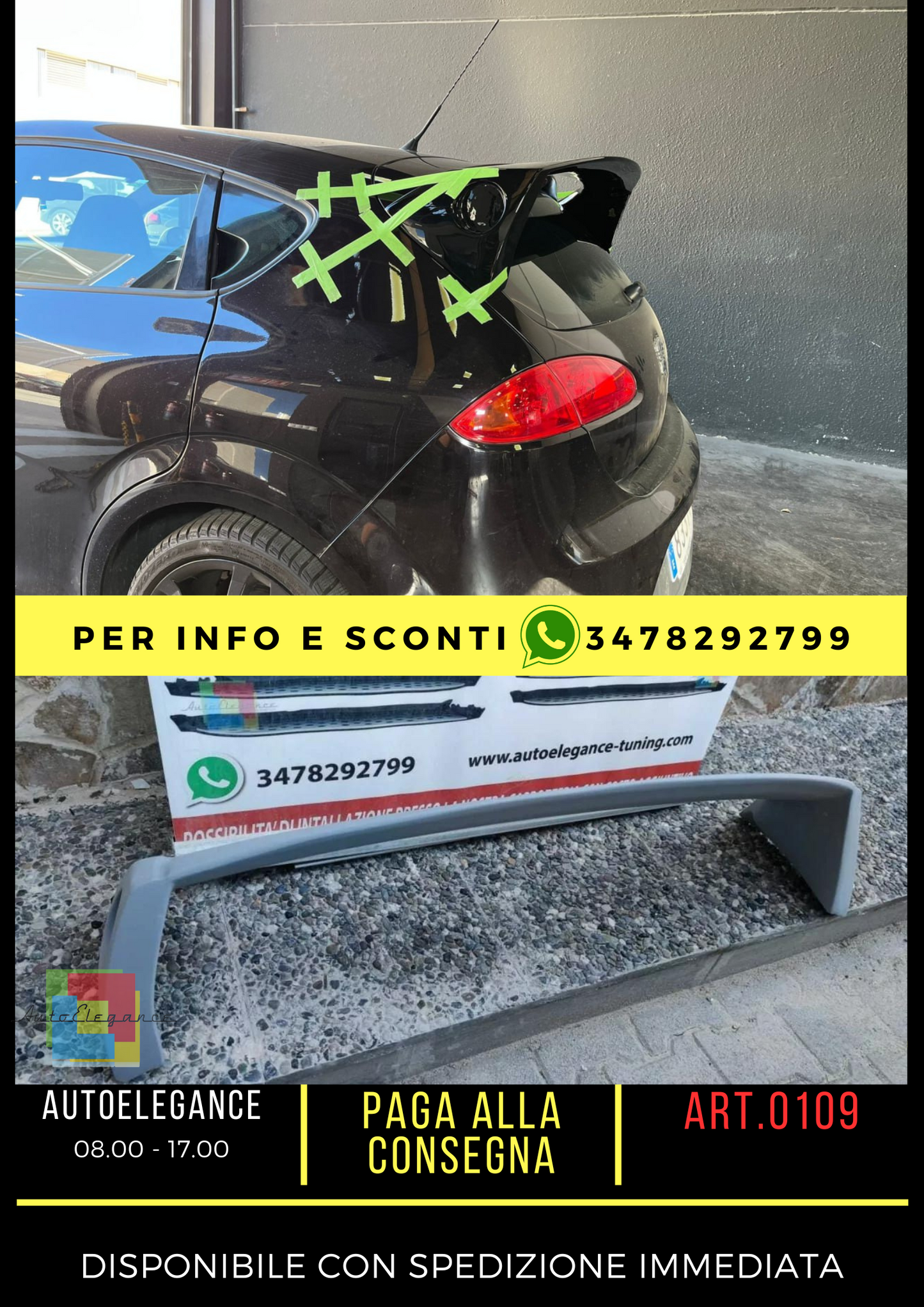 SPOILER POSTERIORE SEAT LEON 1P MK2 2005-2009 SUL TETTO JE LOOK 0109