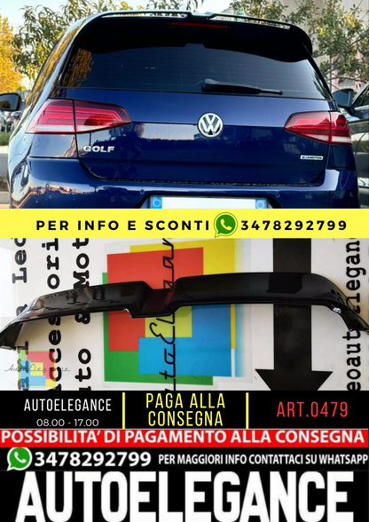 💎SPOILER TETTO ADATTO PER VW GOLF 7 VII 2012-2019 LOOK RLINE NERO LUCIDO ABS💎
