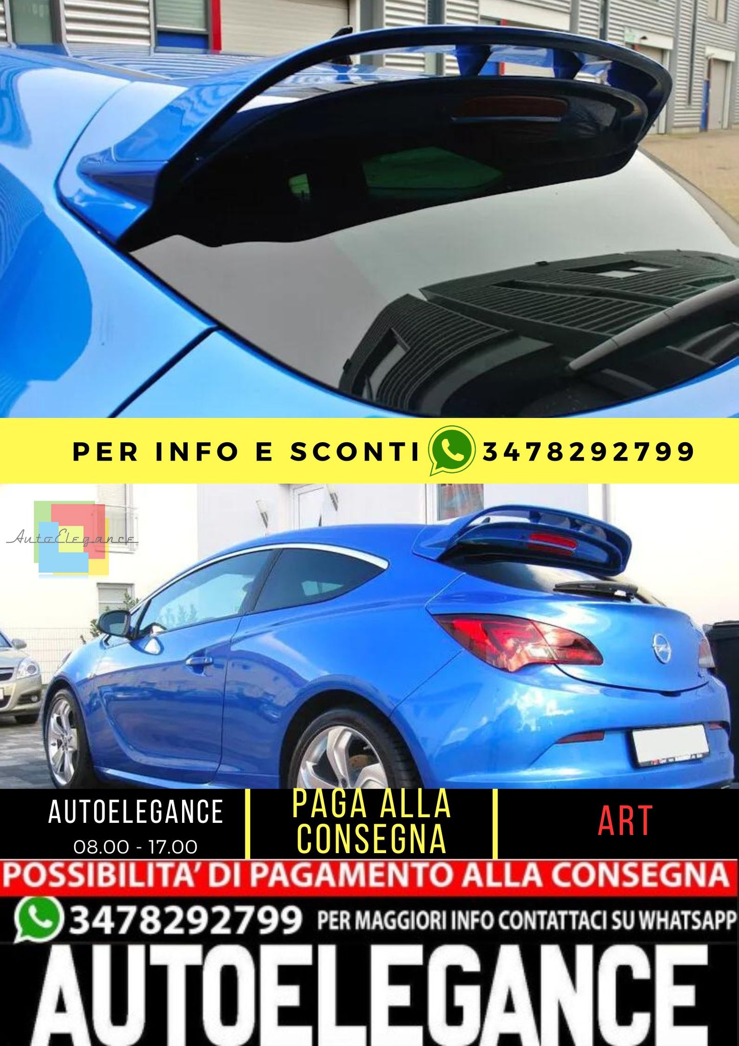 😎KIT SPOILER ADATTO PER OPEL ASTRA J GTC( 2011-2015 )😎