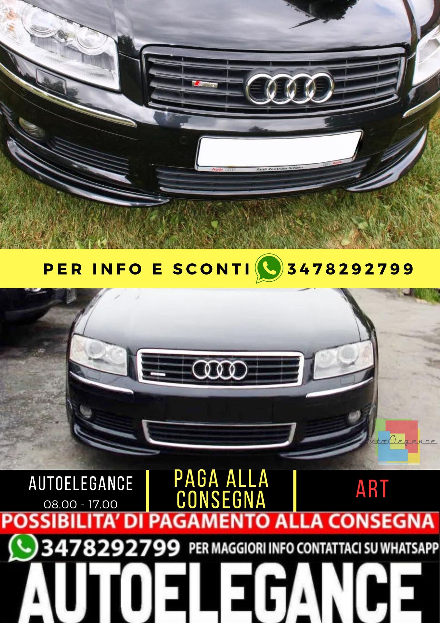 🤩FRONT BUMPER KIT SUITABLE FOR AUDI A8 D3 (2002-2005)🤩 