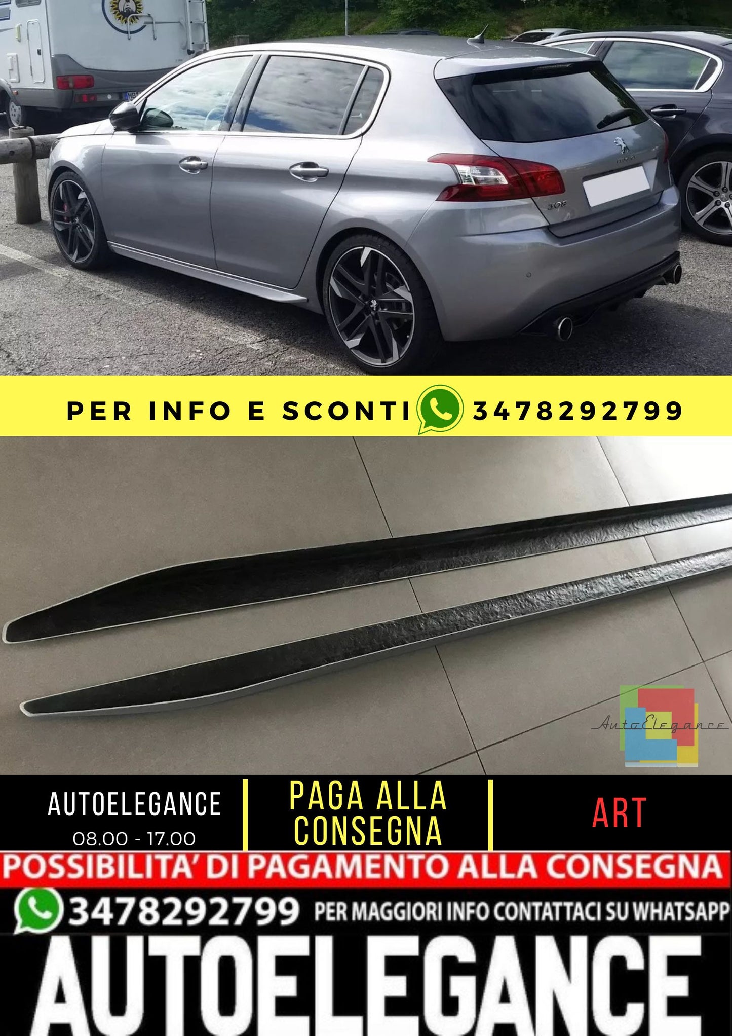 🤩KIT MINIGONNE ADATTO PER  PEUGEOT 308 II GTI🤩