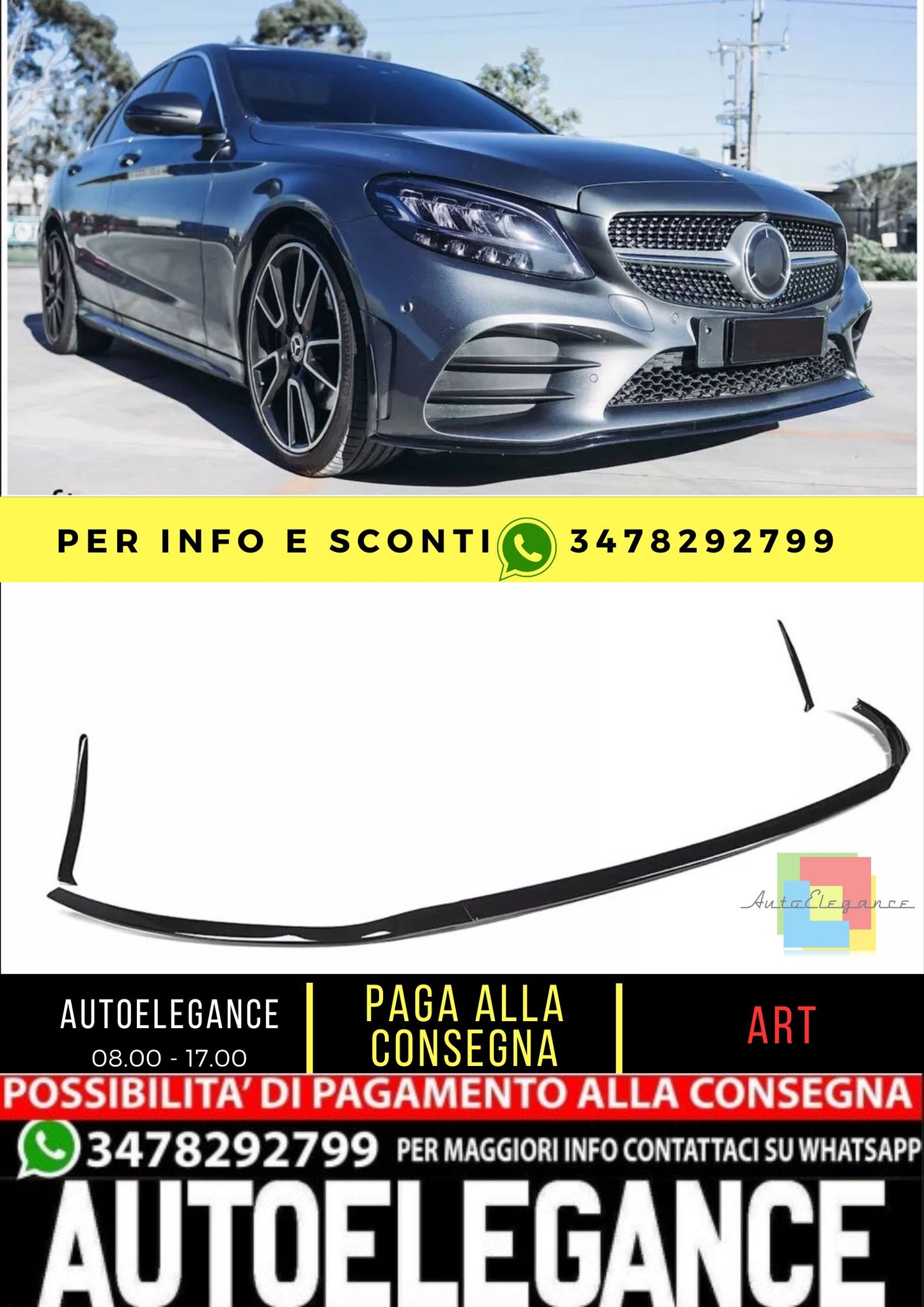 😎KIT SPLITTER ADATTO PER Mercedes W205 AMG-Line😎
