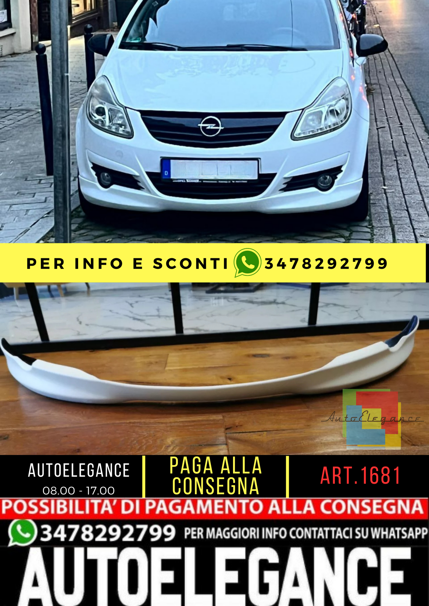 ⭐1681 SOTTO PARAURTI ADATTO PER OPEL CORSA D 2006-2011 LOOK OPC GREZZO⭐