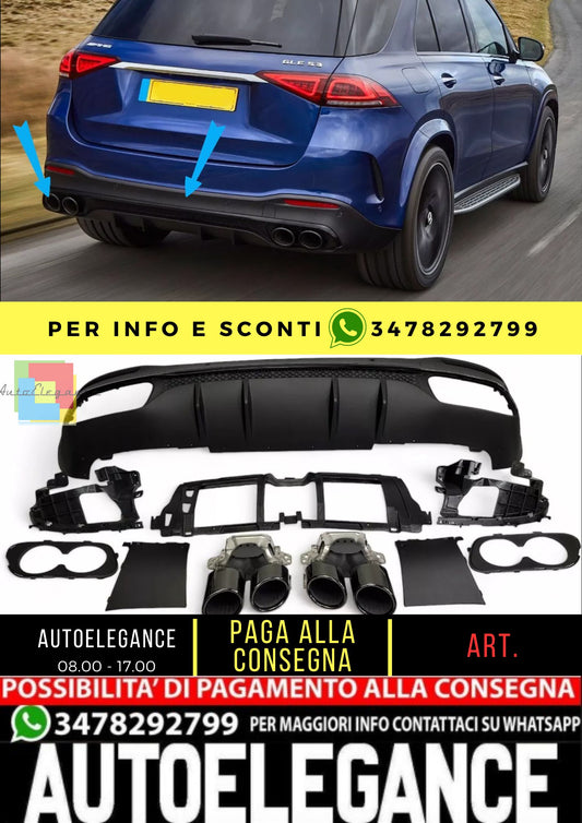 Diffusore+ terminali di scarico NERO ADATTO PER  Mercedes W167 GLE SUV