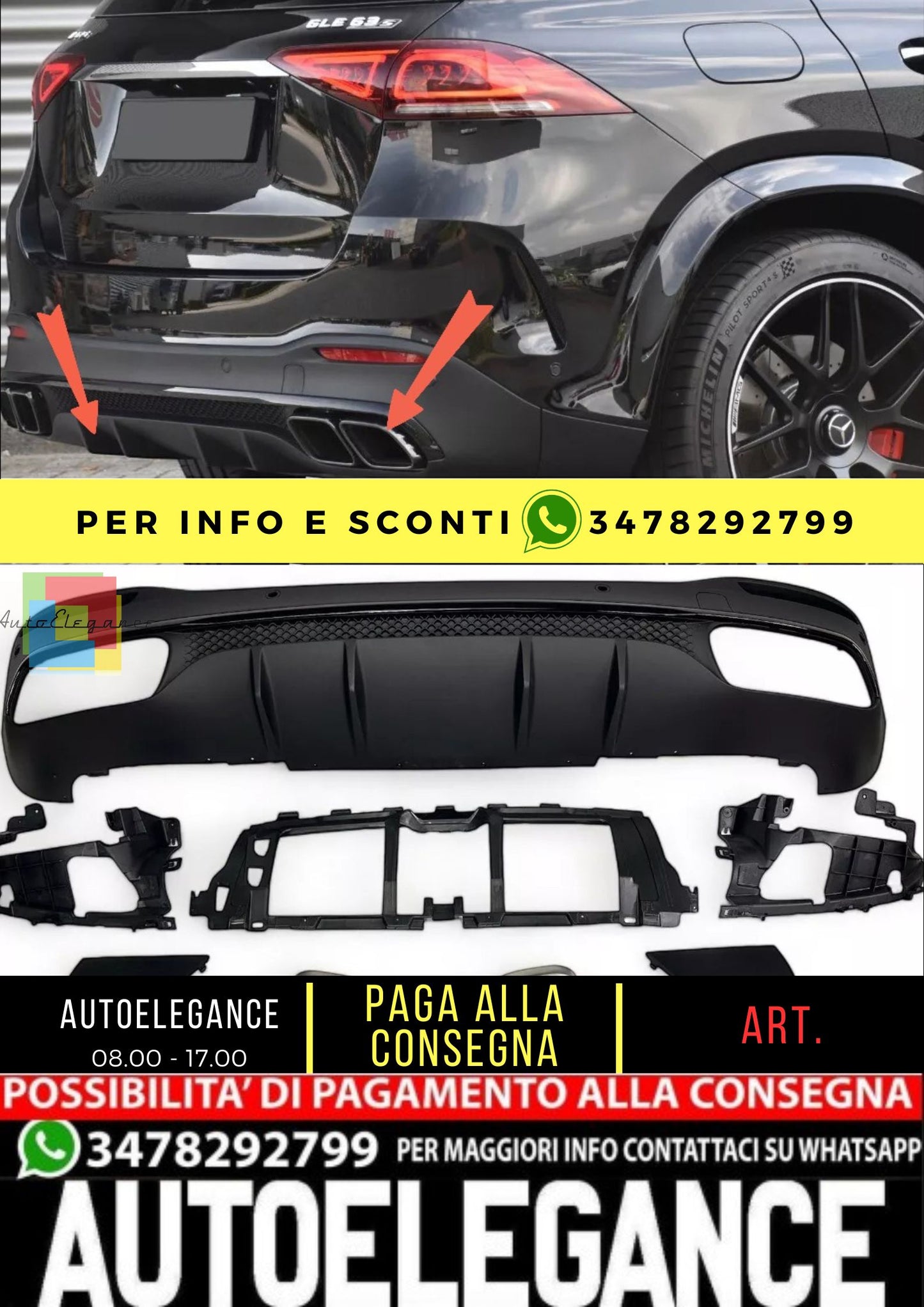 🔥Diffuser + exhaust tips SUITABLE FOR Mercedes W167 GLE SUV🔥