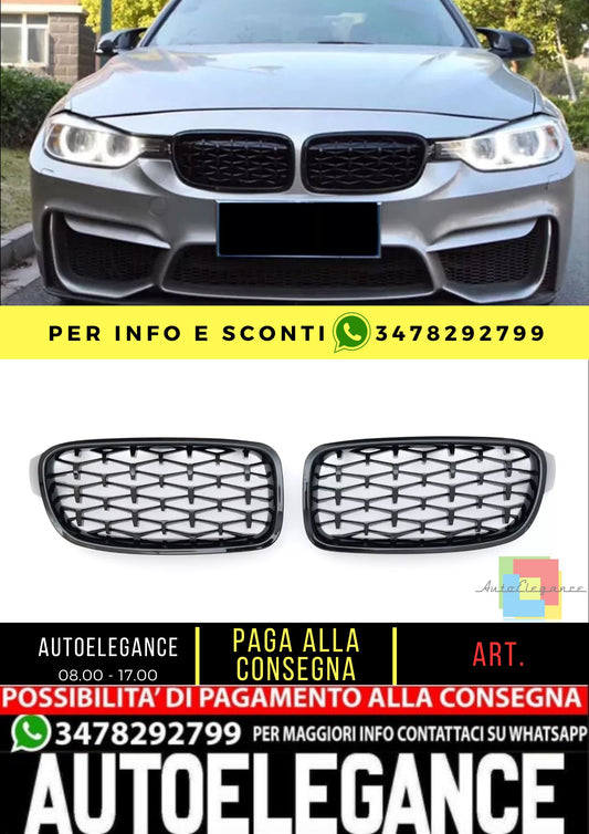 GRIGLIA SPORTIVA DIAMANTE NERO LUCIDO ADATTO PER BMW SERIE 3 F30 F31