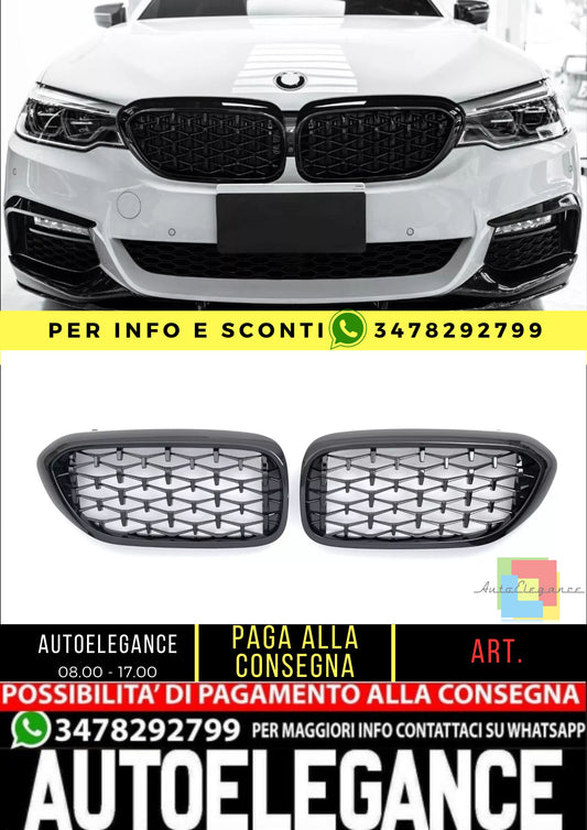🤩GRIGLIA  DIAMANTE NERO LUCIDO ADATTO PER ADATTO PER BMW SERIE 5 G30 G31 🤩