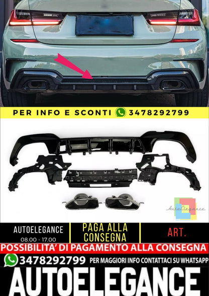 DIFFUSORE + PEZZI DI SCARICO (CROMO) ADATTO A BMW SERIE 3 G20 / G20 2019-2022