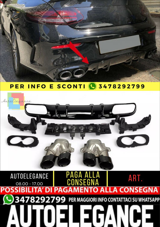 💯Diffusore+ Terminali Di Scarico (NOIR) Adatto Per  Mercedes C205 A205💯