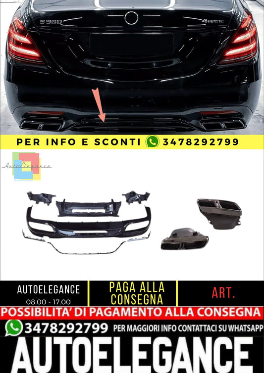 💯Diffusore+ Terminali Di Scarico (NOIR) Adatto Per Mercedes S W222 Lifting💯