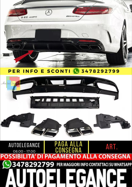 😎Diffusore+ Terminali Di Scarico(CHROMES) Adatto Per Mercedes S-KL.S63 😎