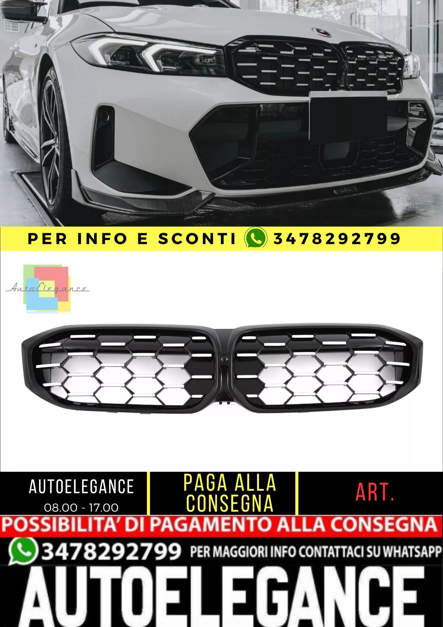 GRIGLIA NOIR ADATTO PER BMW SÉRIE 3 G20 G21 LCI