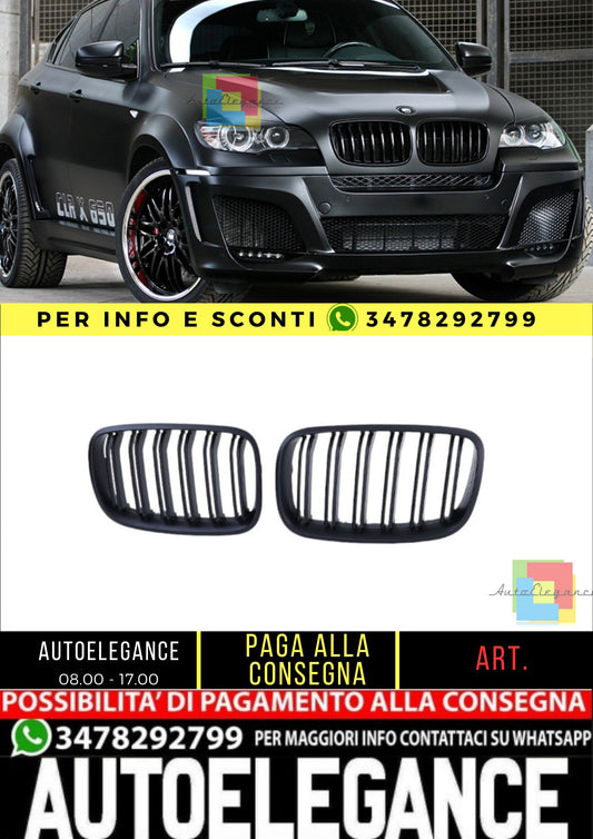 😍GRIGLIA RADIATORE SPORTIVA ADATTA PER BMW X5 X6 E70-E71 DOPPIA BARRA NERA😍
