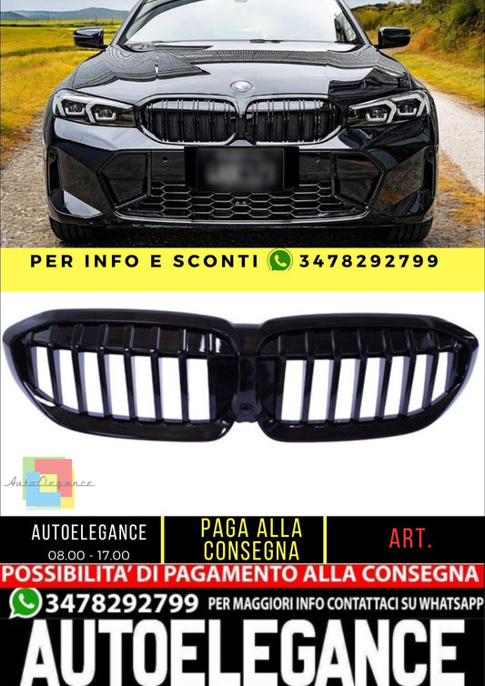 ✨Griglia rene compatibile con BMW Serie 3 G20 LCI barre doppie nere lucide✨