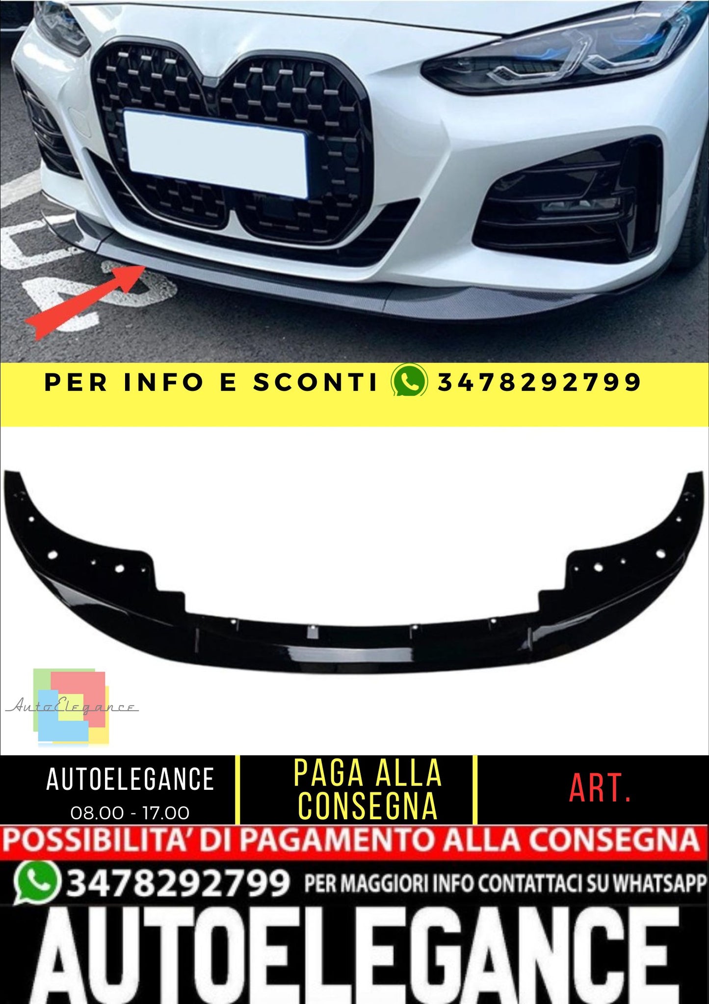 ✨Splitter compatibile con BMW serie 4 G22 G23 coupé convertibile nero ✨