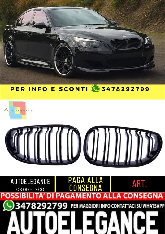 ✨Griglie reni compatibili con BMW serie 5 E60 doppie barre nere lucide✨