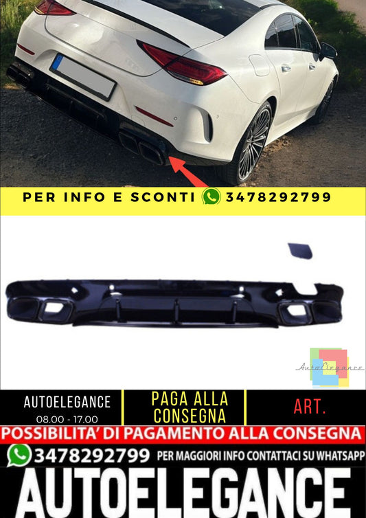 💥Diffusore compatibile con Mercedes CLS C257 doppio scarico pezzi nero lucido💥