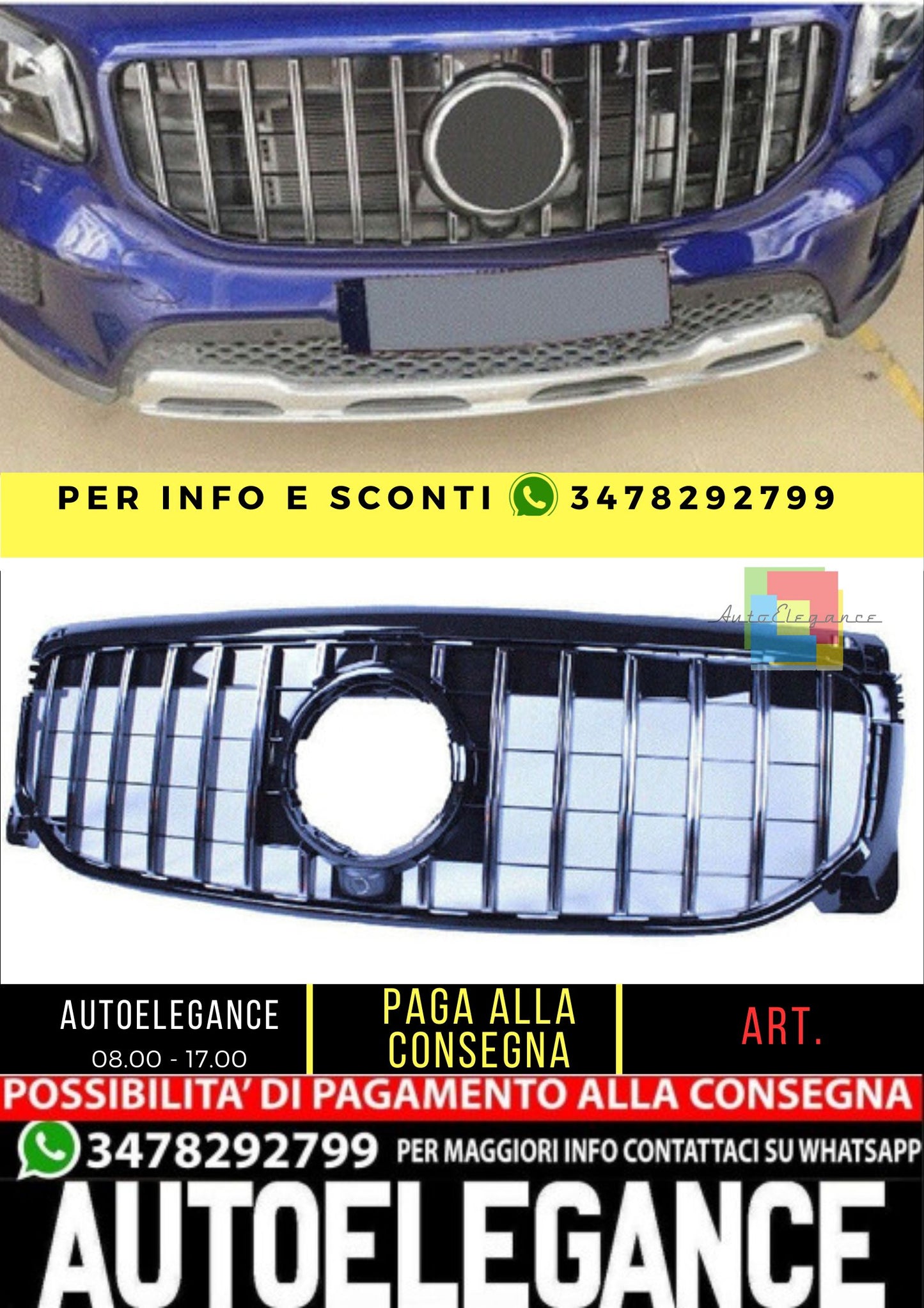 🔥Griglia compatibile con Mercedes-Benz GLB x247 (2019+) cromata🔥