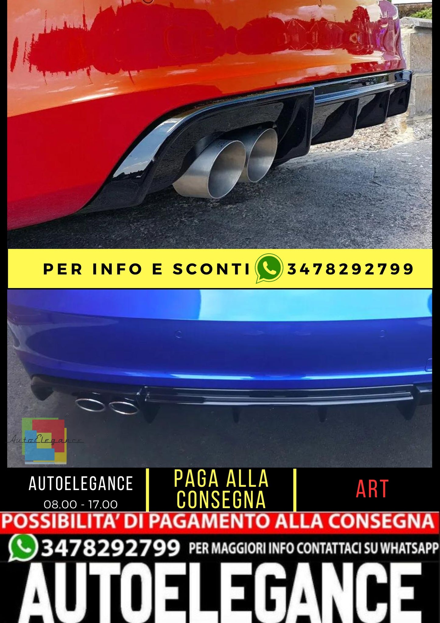 ⭐KIT DIFFUSORE ADATTO PER AUDI A3 8V BERLINA⭐