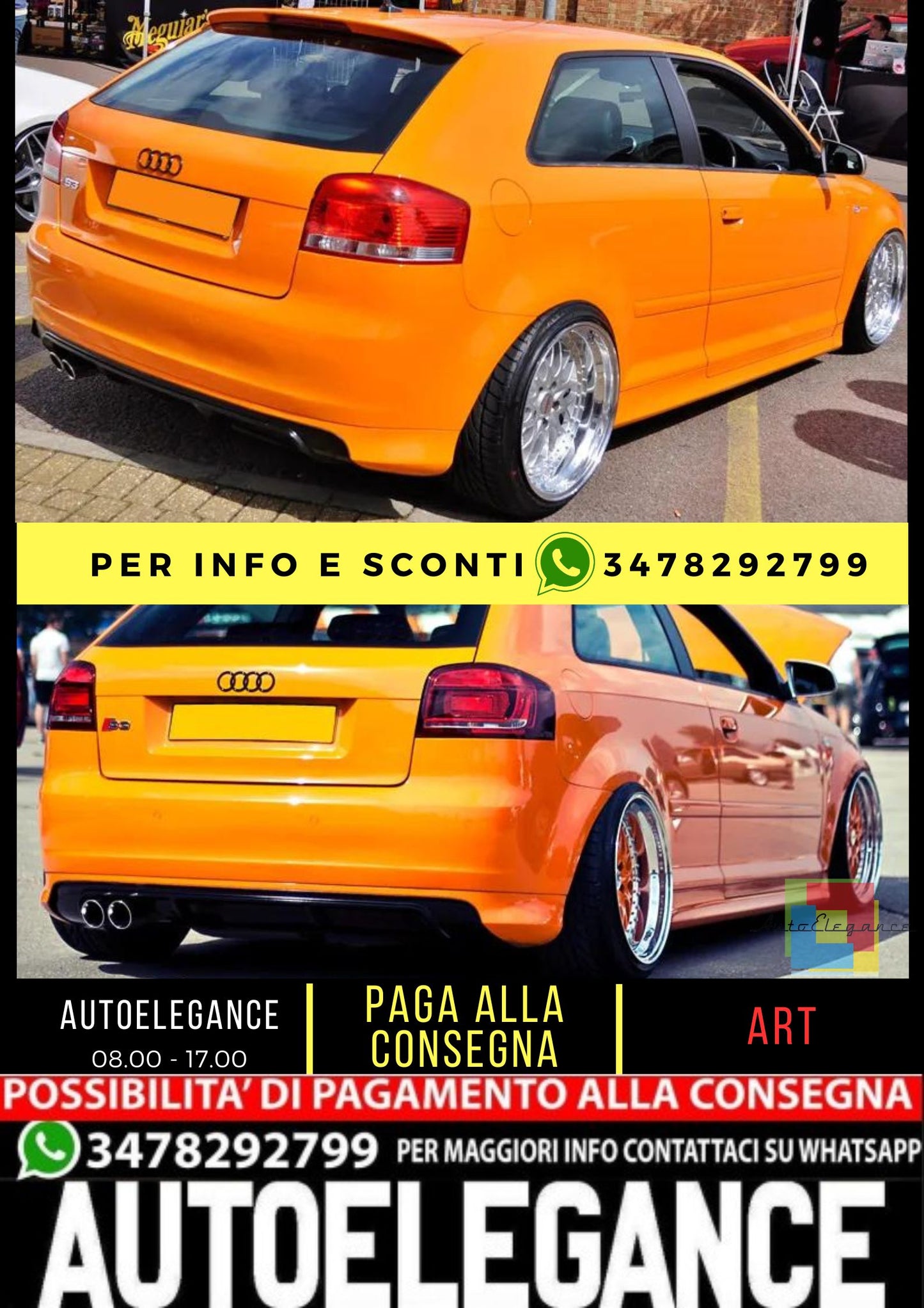 😍MINIGONNA POSTERIORE ADATTO PER AUDI A3 8P 3 PORTE😍