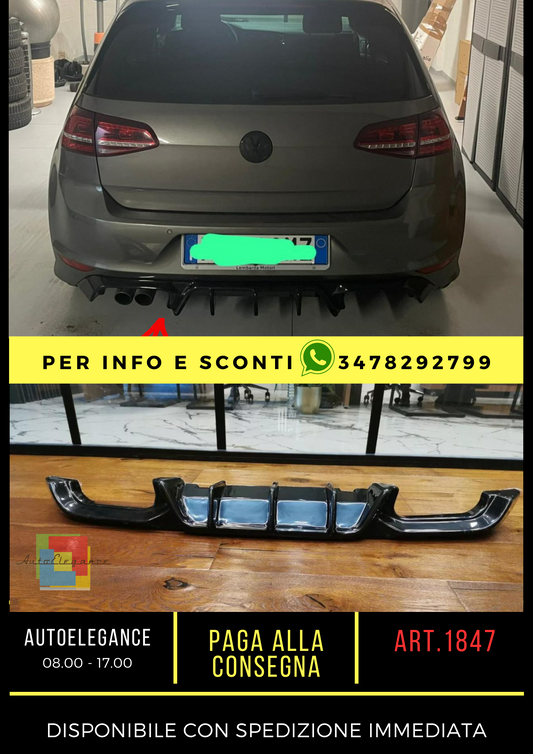 ✨DIFFUSORE ADATTO PER VW GOLF 7 2013-2016 R LOOK TUNING NERO LUCIDO✨