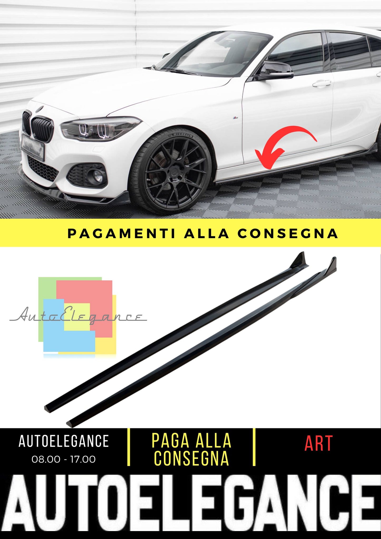 Side skirts diffusers V.3 CSL Look BMW 1 M-Pack / M140i F20 Facelift