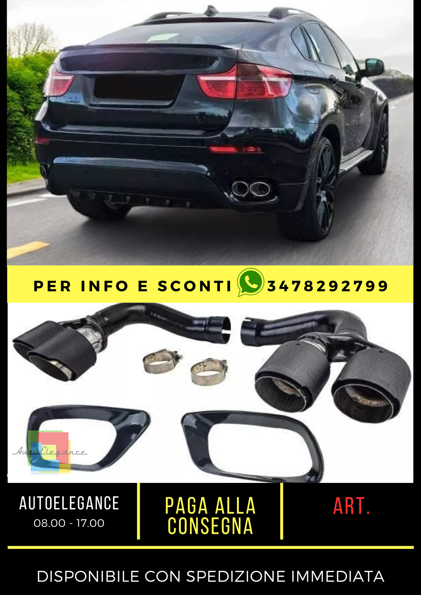 ✨Carbon Fiber Double Pipe Exhaust Tips For BMW X6 E71 2010-2014✨