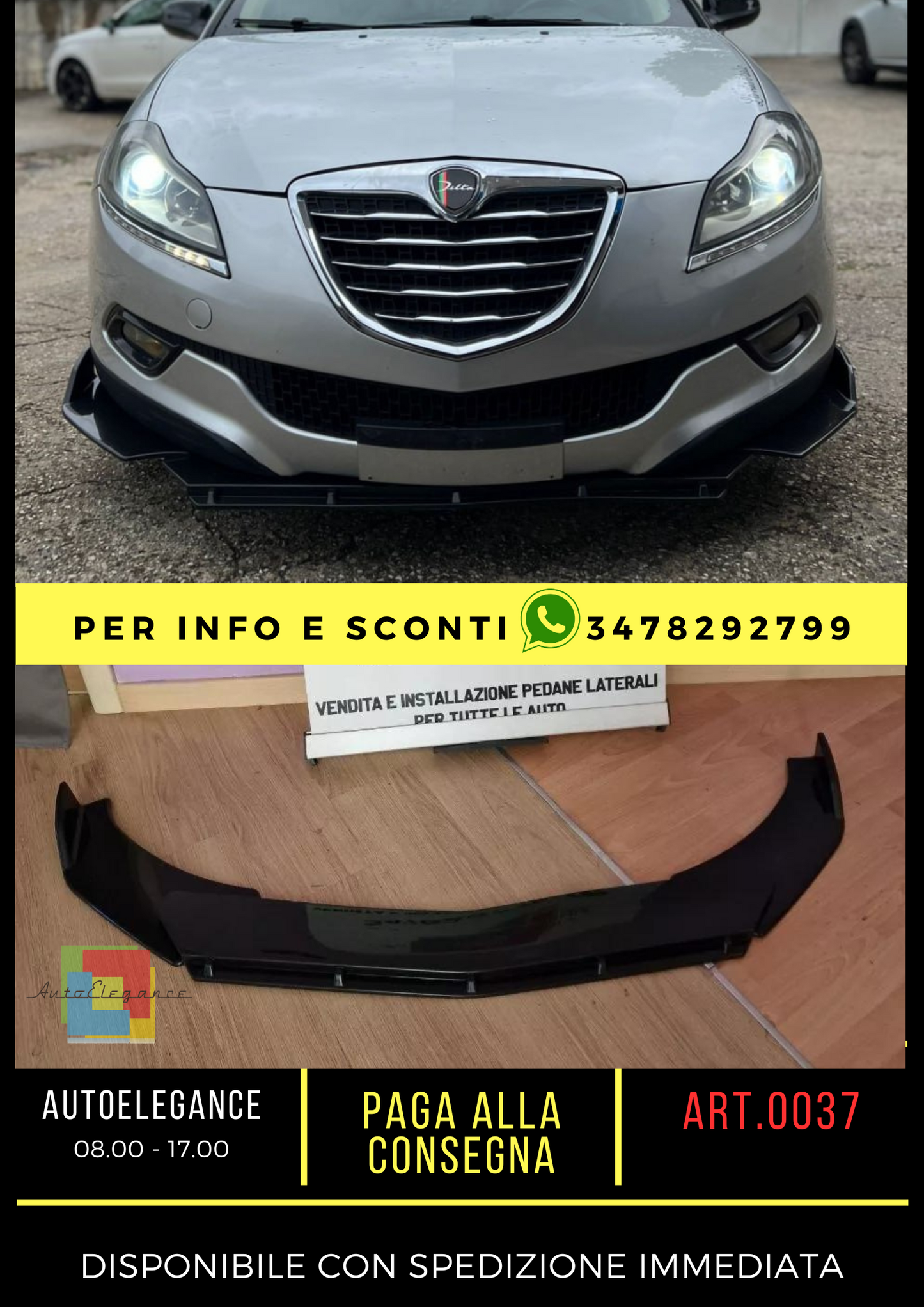 0219 LANCIA DELTA SPLITTER FRONT BUMPER GLOSS BLACK RS LOOK