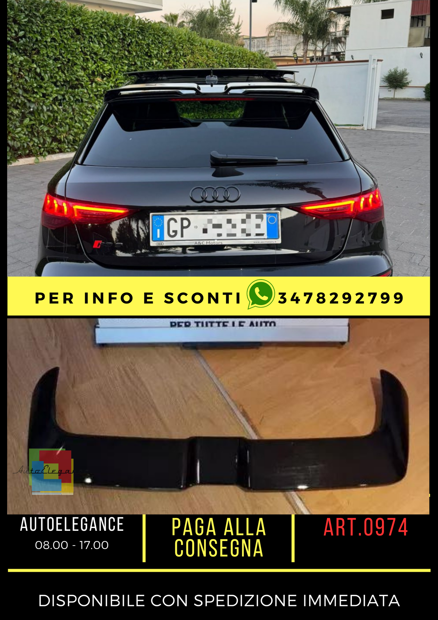 ✨SPOILER SUITABLE FOR AUDI A3 8Y 2020+ GLOSSY BLACK LOOK SPORTY DESIGN✨ 