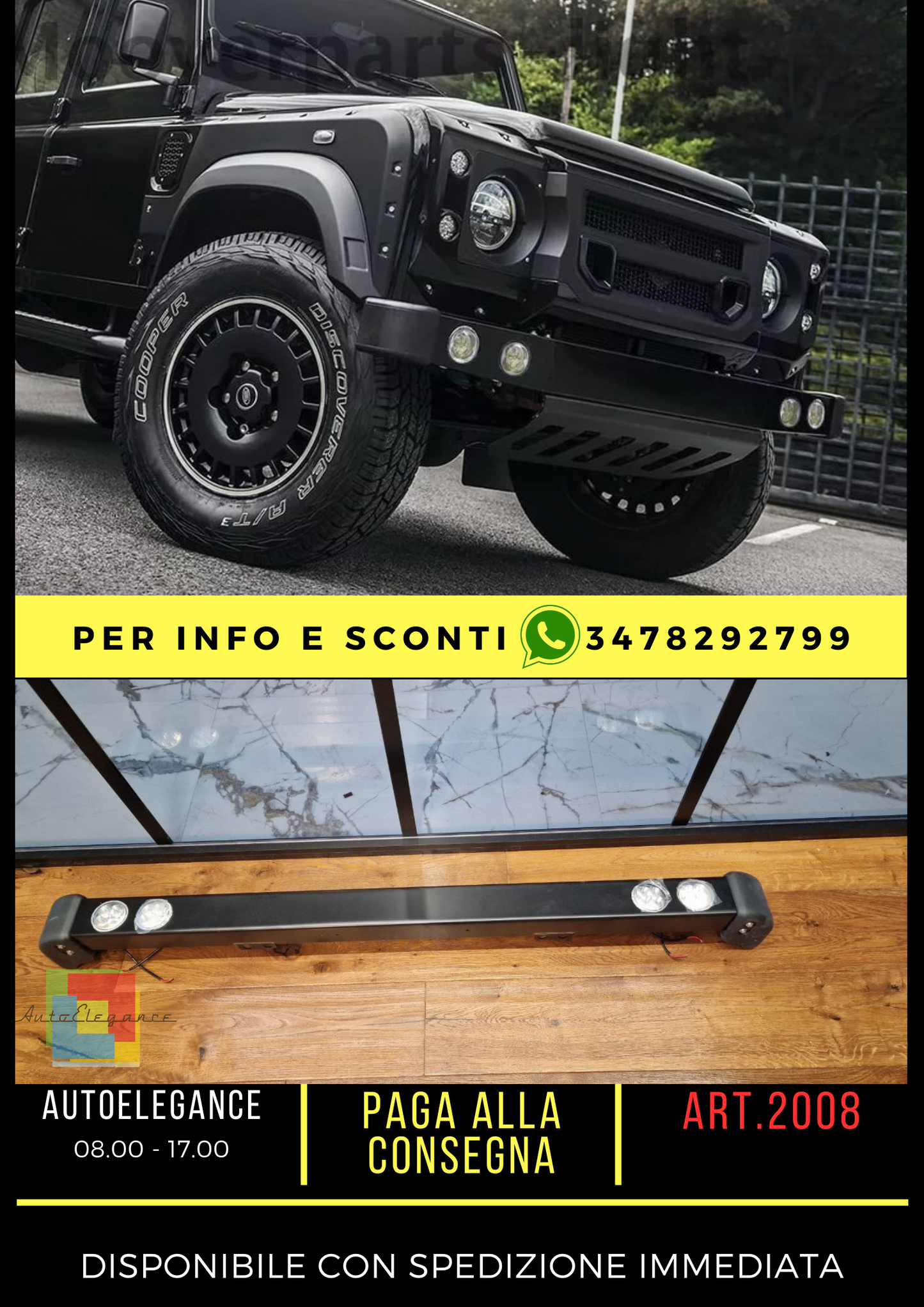 💎PARAURTI ANTERIORE ADATTO PER DEFENDER 1990-2016 CON LED DRL💎