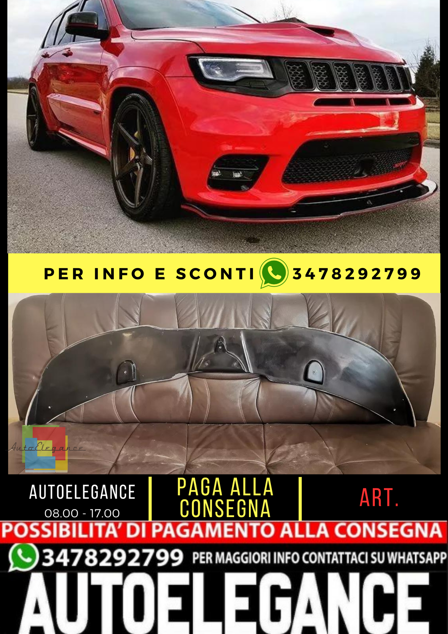 💎Splitter anteriore adatto Jeep Grand Cherokee SRT 17-2021💎