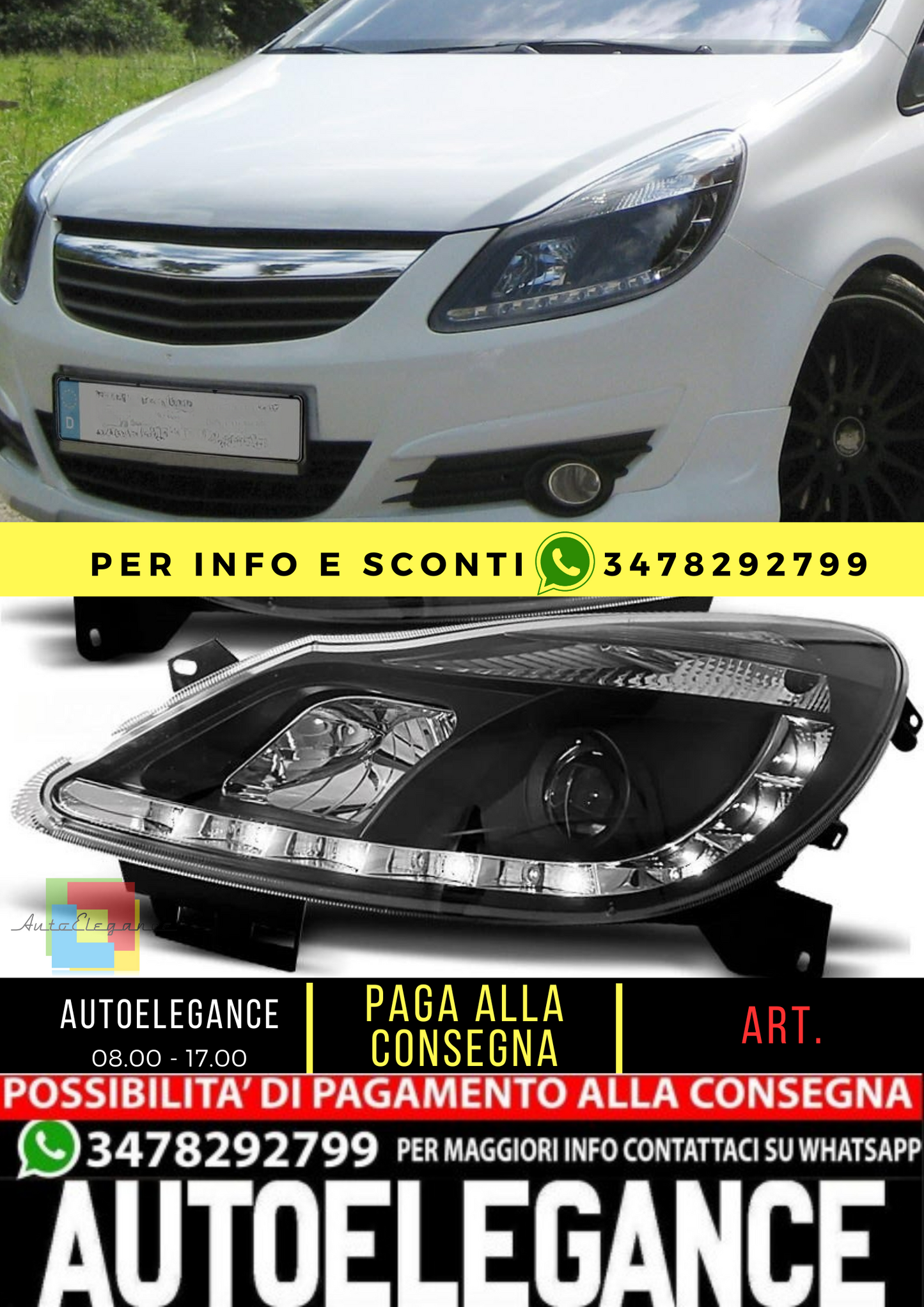 ✨Black LED Design Daytime Running Light Headlights Suitable for Opel Corsa D✨
