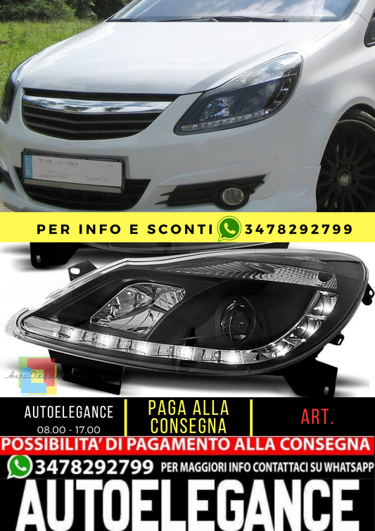 ✨Black LED Design Daytime Running Light Headlights Suitable for Opel Corsa D✨