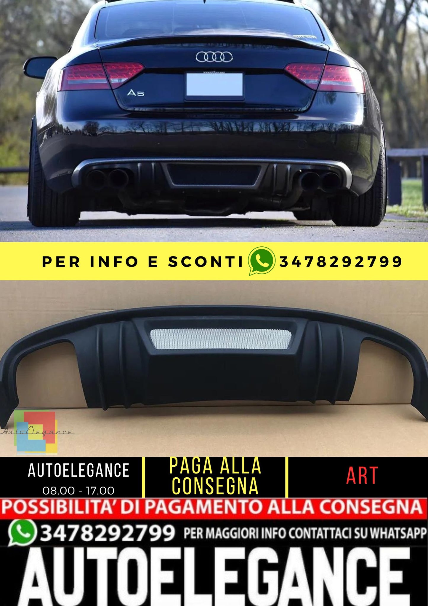 😍KIT DIFFUSORI ADATTO PER AUDI A5 COUPE CABRIO 2007-2011 😍