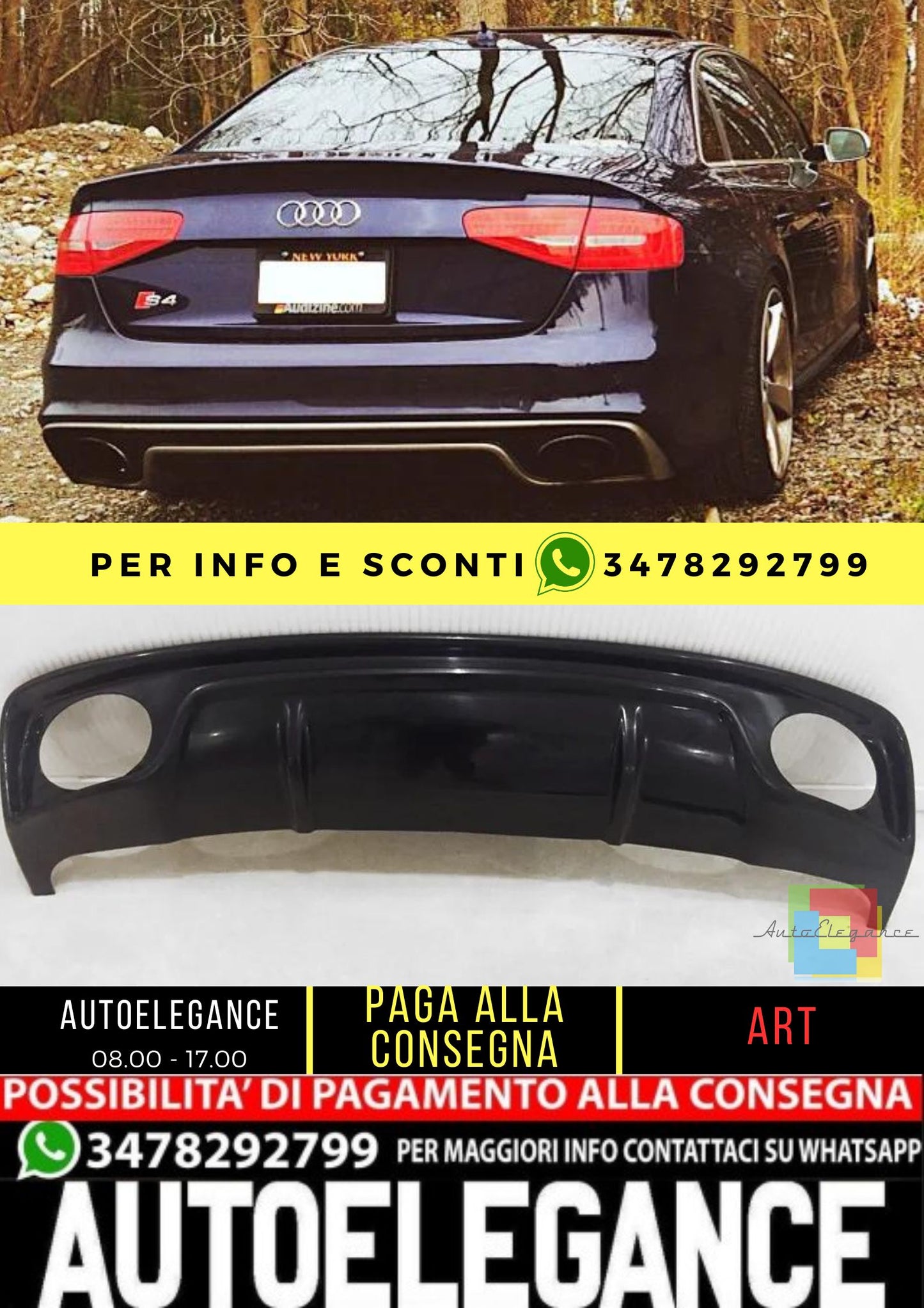 🌌KIT DIFFUSORI ADATTO PER AUDI A4 B8 S-LINE ( 2012-2015 )🌌