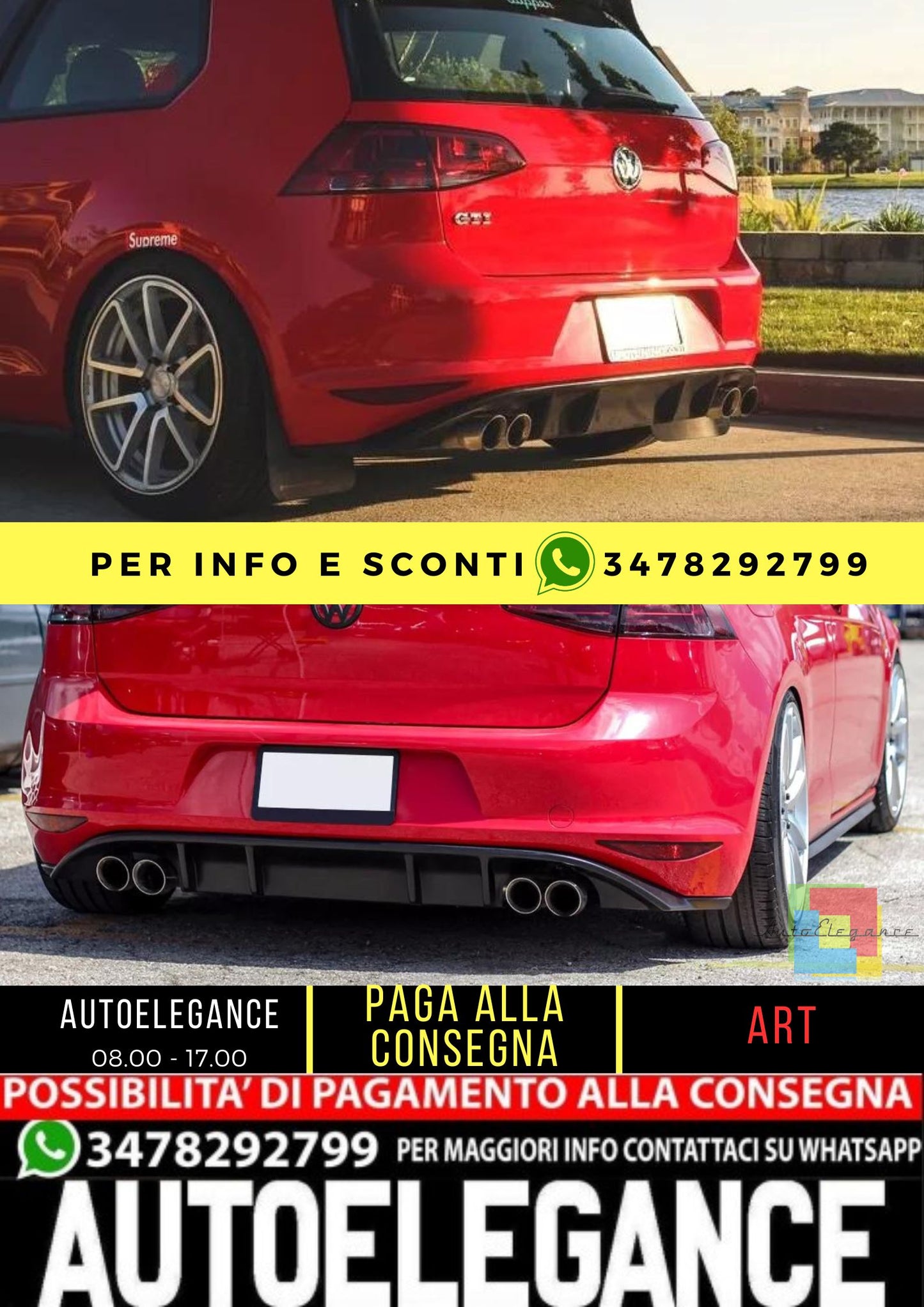 🤩KIT DIFFUSORI ADATTO PER  VW GOLF 7 ( 2012-2016 )🤩