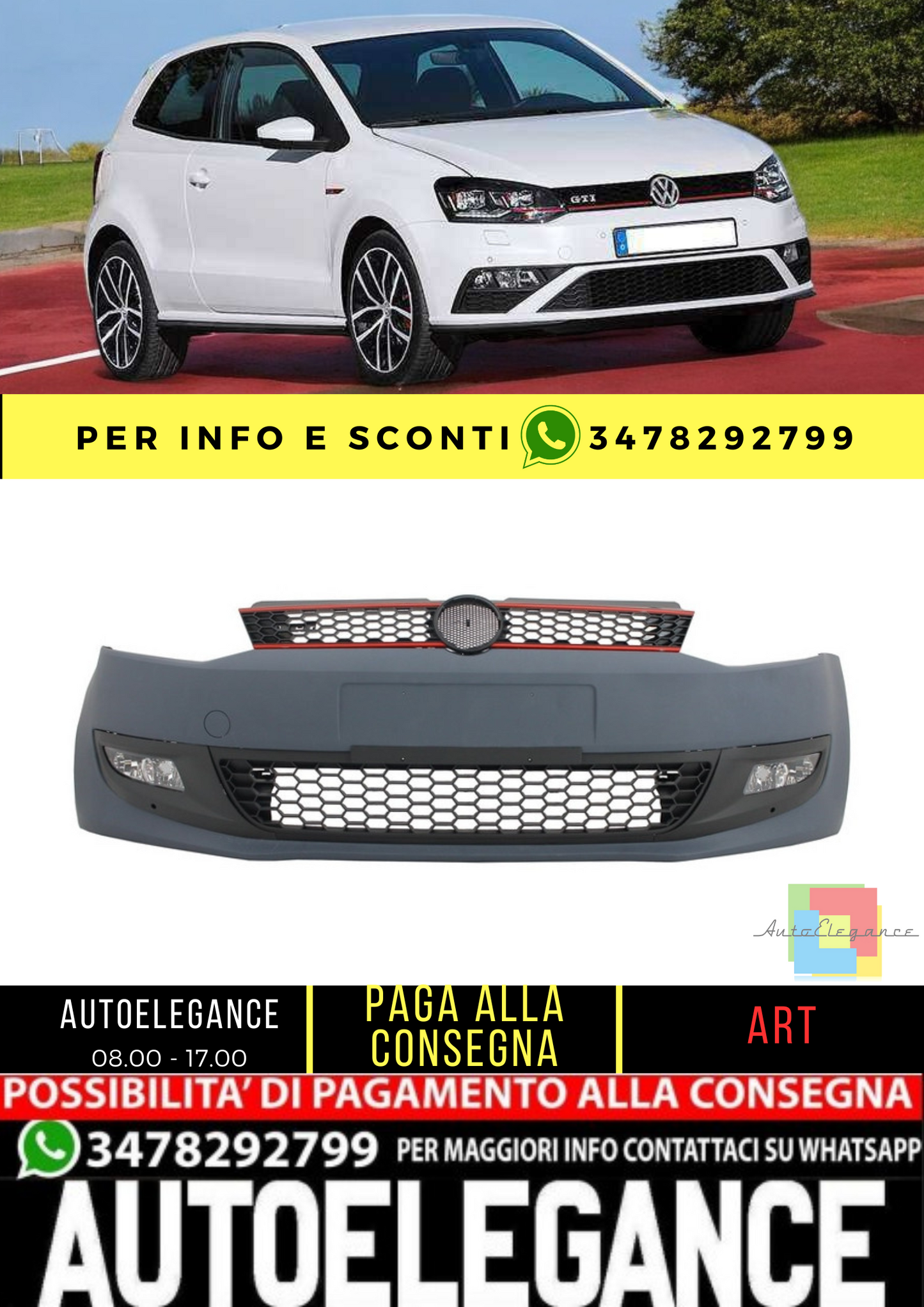 ✨ PARAURTI ANTERIORE ADATTO PER VW POLO 6R LOOK GTI ✨