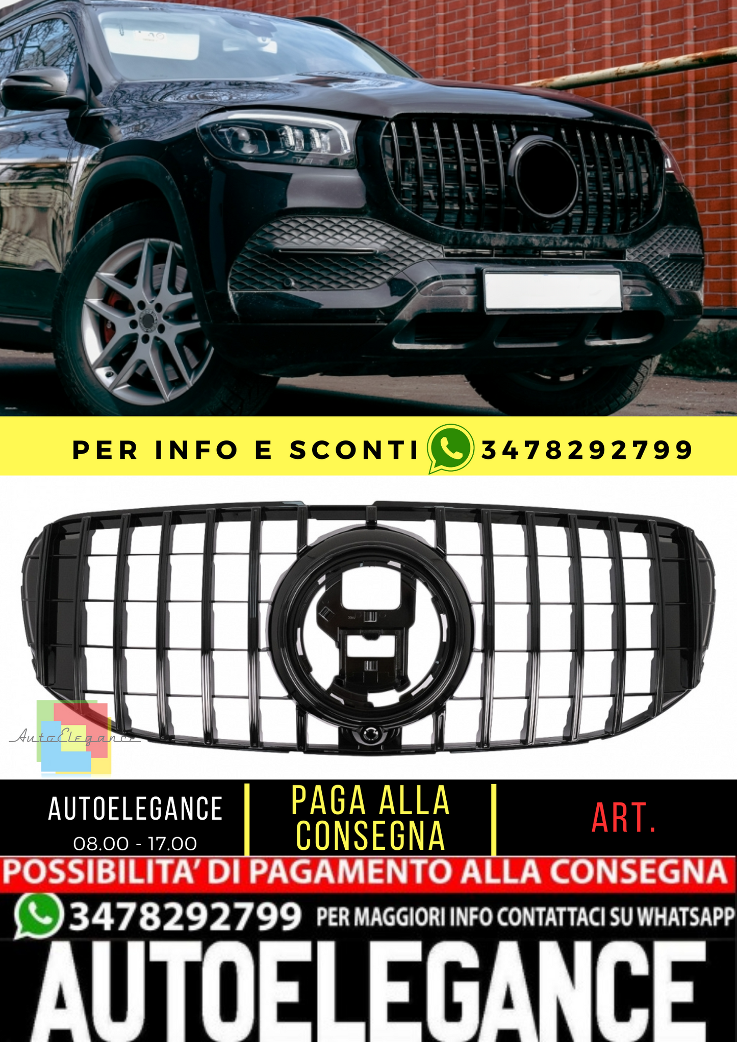 ✨Grill suitable for Mercedes GLS X167 2019-2023 GT-R Panamericana Design Black✨ 