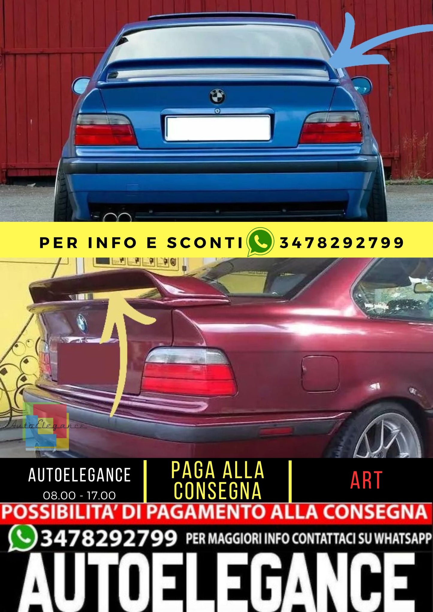 💯KIT  SPOILER ADATTO PER BMW SERIE 3 E36💯