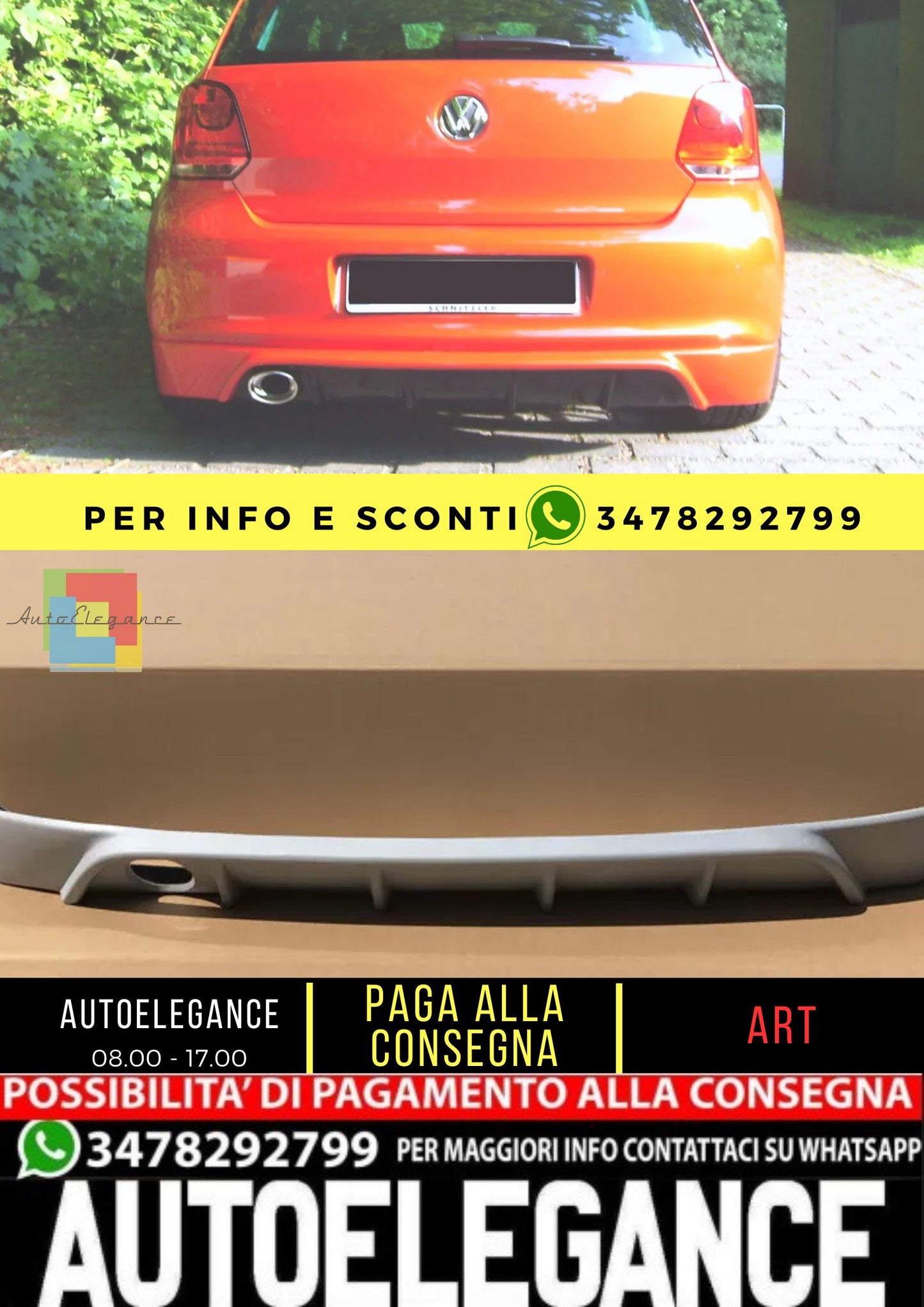💥DIFFUSORE ADATTO PER VW POLO 5 6R ( 2009-2014 )💥